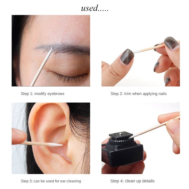 300pcs Disposable Cotton Swab Micro Brushes Lint Free Wood Cotton Buds Swabs Eyelash Extension Glue Removing Tools