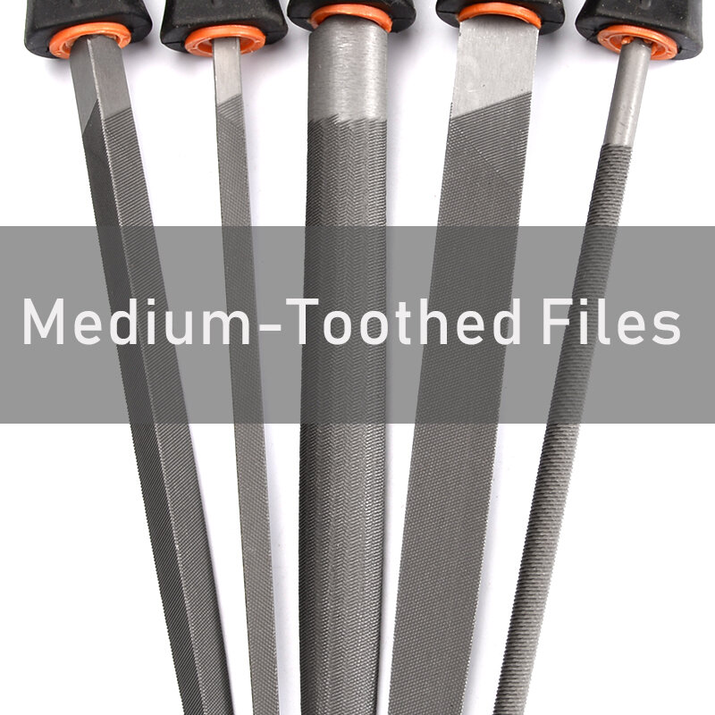 5 stücke Medium-Zahn Metall Dateien Set für Metallbearbeitung Holzbearbeitung Stahl Raspel Datei Flach Dreieck Runde Quadratisch Hälfte-runde 6 "8"