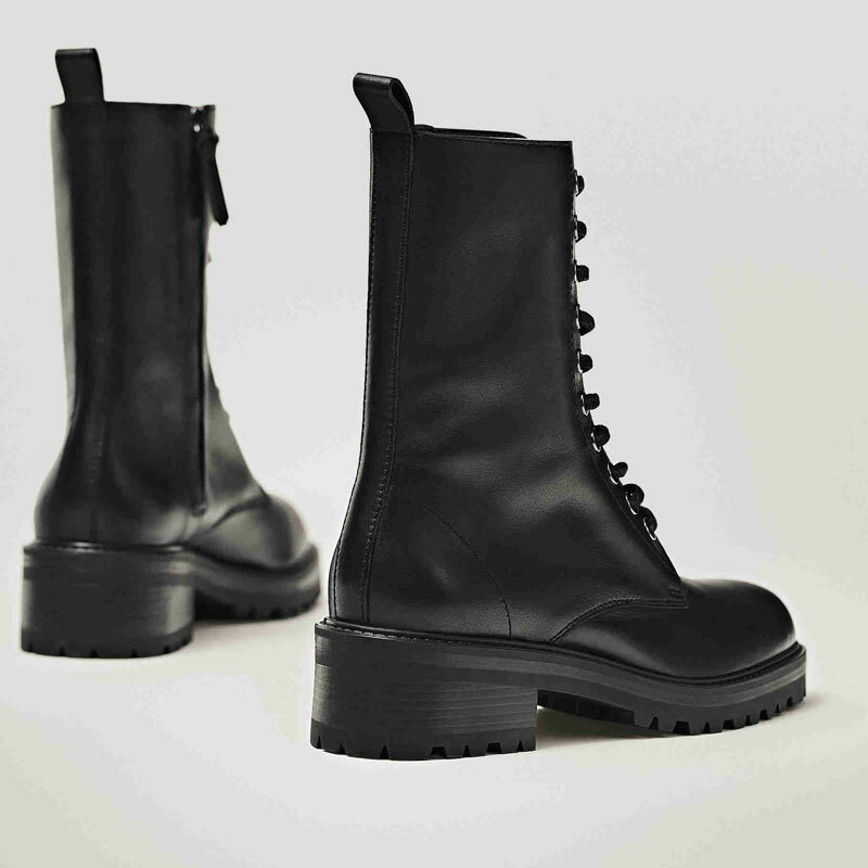 Withered 2020 England Vintage Fashion Cowhide High Top Martin Boots Motorcycle Ankle Boots Women Zippers Botas Mujer Shoes Women