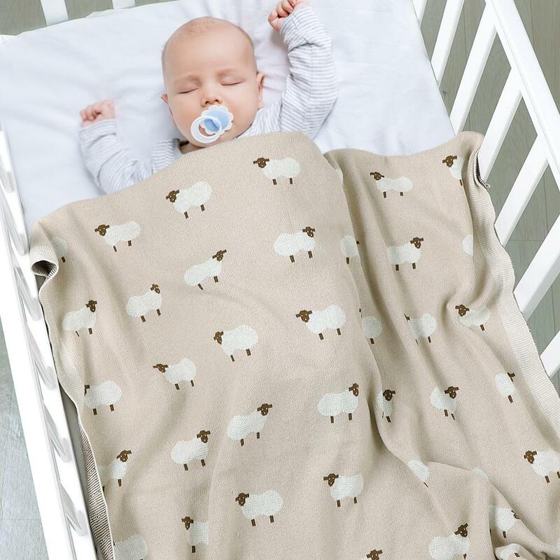 Cobertores de malha de algodão, envoltório Swaddle recém-nascido, cama infantil, colcha super macia, acessórios infantis, 100x80 cm