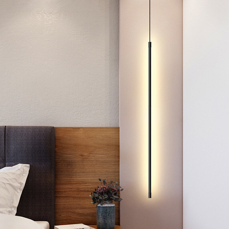 Luces colgantes simples para dormitorio, lámpara LED con personalidad nórdica, ambiente de pared de fondo para sala de estar, candelabro pequeño