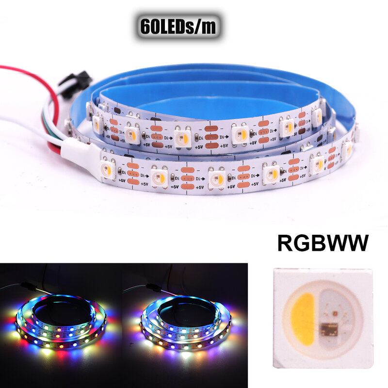 Tira de luces LED direccionable individualmente, cinta Flexible resistente al agua, Similar a WS2812B, 5V, SK6812, RGBW, RGBWW, RGBNW
