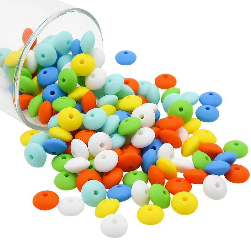 Cute-idea – perles en Silicone pour bébé, 50 pièces, lentilles de 12mm, sans BPA, produits de dentition DIY, attache-sucette à chaîne, jouets