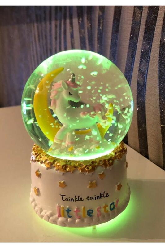 Music Unicorn Snow Globe Snow Spraying Crystal Balls Gift Luminous Globes Office And Home Decoration
