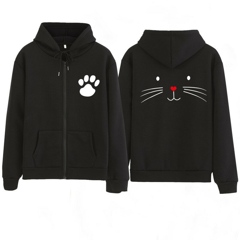 2020 mulheres hoodies crianças casal camisa gato animal camisolas com zíper moletom com capuz primavera outono jaquetas