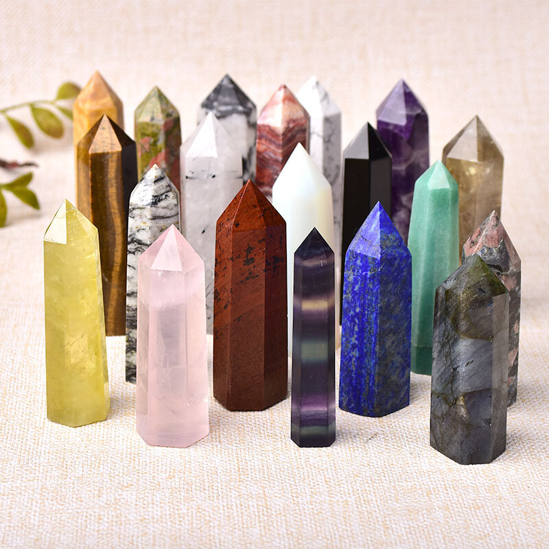 36 Color Natural Stones Crystal Point Wand Amethyst Rose Quartz Healing Stone Energy Ore Mineral Crafts Home Decoration 1PC