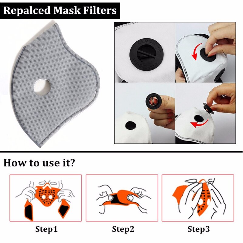 Защитная велосипедная Пылезащитная маска для лица PM2.5 с фильтром, хлопковый лист и клапаны, Пылезащитная маска с активированным углем против аллергии на пыльцу