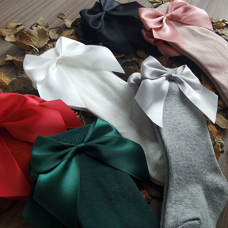 Chaussettes d'Automne pour Bébé Fille, en Coton Rouge, avec Gros Nministériels d aux Genoux, sulf, Douces et Mignonnes, pour Enfant de 0 à 5 Ans