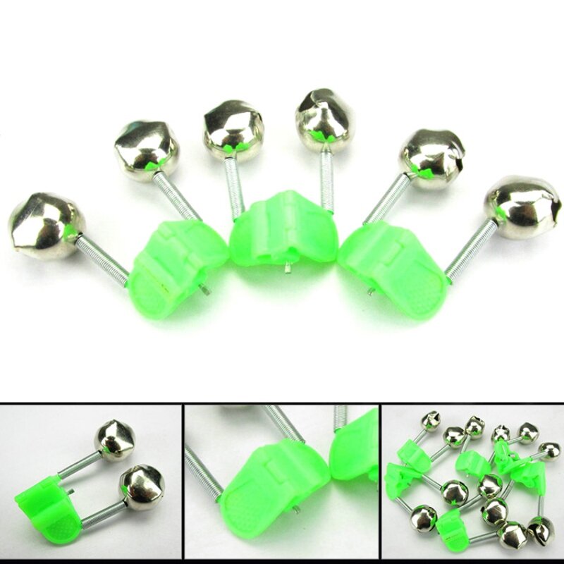 Lightweight Bite Alarms fishing rod bells Fishing Accessory Rod Clamp Tip Clip Bells Ring Green Outdoor Metal