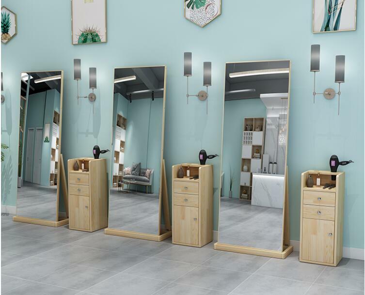 Espejo nórdico de estilo moderno, Simple y fresco, de un solo lado, para suelo, barbería