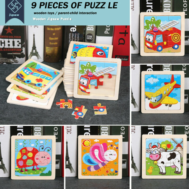 幼児キッズベビーおもちゃ漫画の動物の木製パズル開発学習形状教育玩具17スタイル