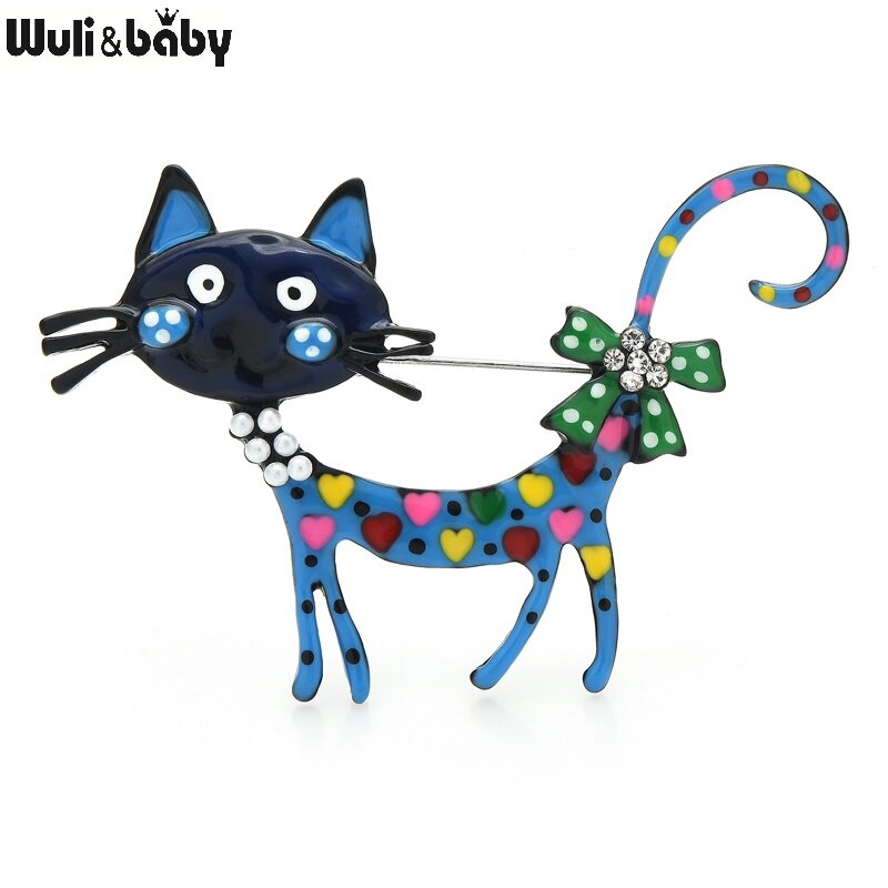 Броши-кошки Wuli & baby, с эмалью, 2 цвета, в форме животных