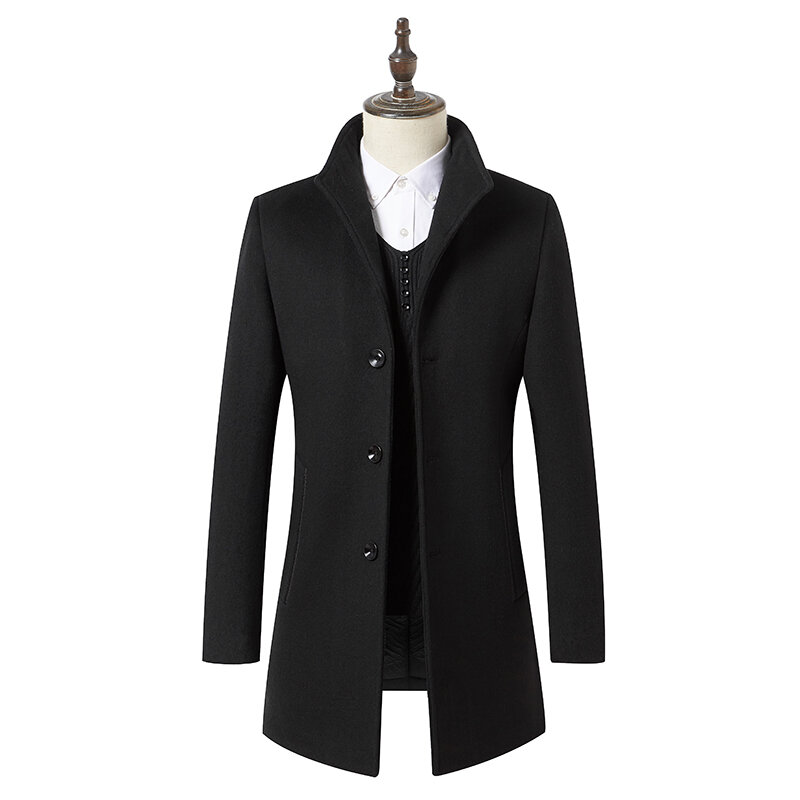Kolmaova – manteau en laine à col rabattu pour homme, Style décontracté, Trench-Coat solide, à simple boutonnage, nouvelle collection