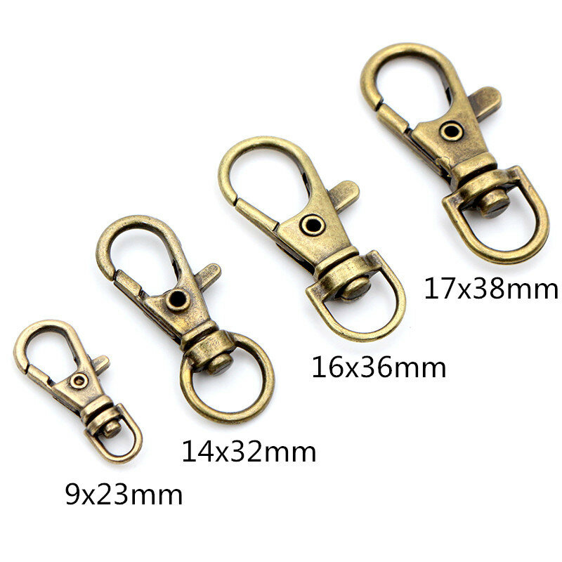 10 unids/lote 32mm y 38mm bronce oro rodio plateado hallazgos de joyería, ganchos de cierre de langosta para collar y pulsera cadena DIY
