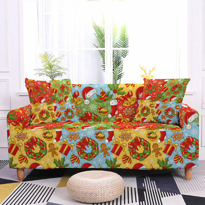 3d impresso feliz natal sofá capa slipcover protetor de móveis elástico sofá capas para sala estar trecho capa