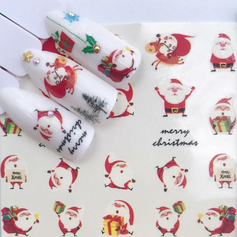 Stiker Kuku Bahan Aman Indah Mudah Digunakan Beberapa Desain Seni Stiker Gaya Natal Dekorasi Kuku Musim Dingin untuk Salon