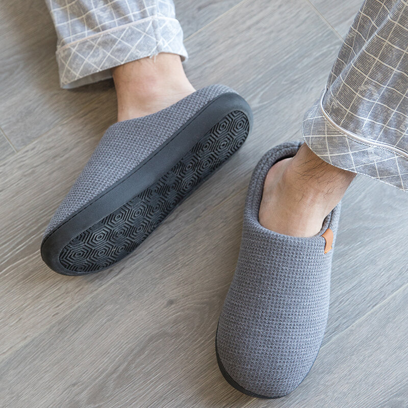 Homens chinelos de espuma de memória chinelos para casa 2022 inverno não deslizamento masculino casa sapatos listra casal casual indoor sapatos de pelúcia