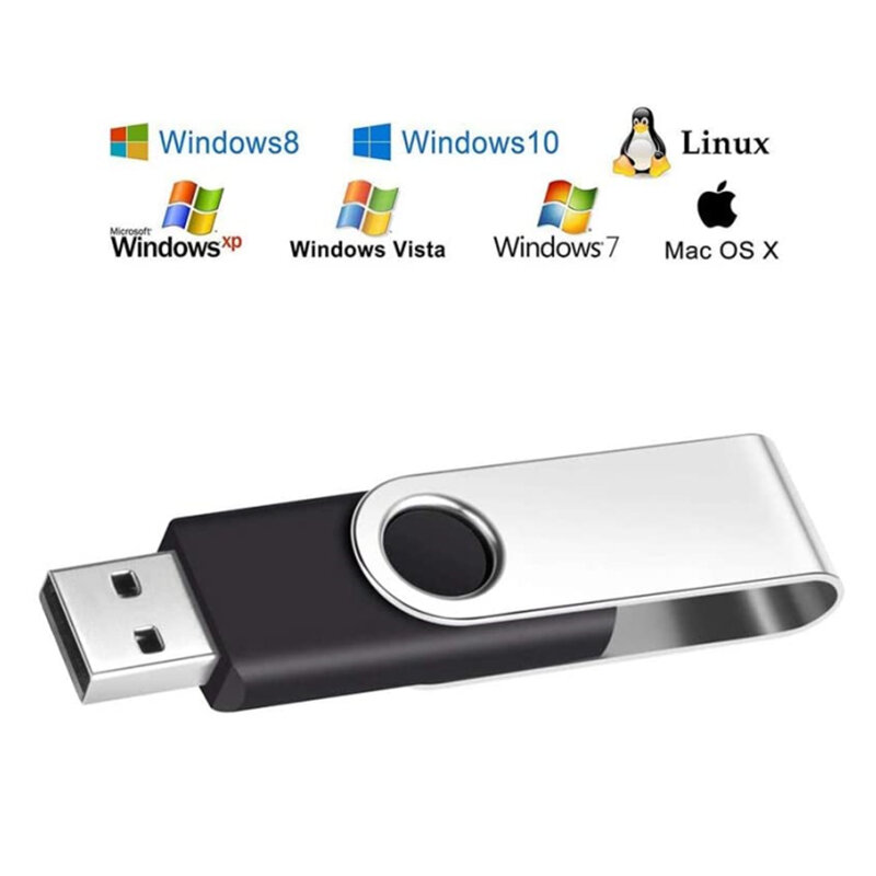 커스텀 로고 스위블 메탈 USB 2.0 플래시 드라이브, 8GB 플래시 메모리 스틱, 32GB 128GB 16GB 펜드라이브 USB 스틱 랜야드, 10PCs/로트