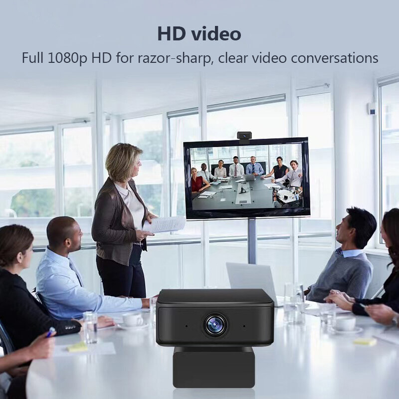 Webcam de Rastreamento Automático com Microfone, 1080P, Full HD, Câmera Web, USB, PC, Computador, Laptop, Conferência Online, Mini, Novo