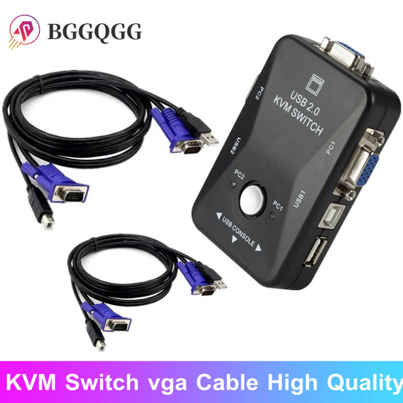 KVM-переключатель BGGQGG, vga-кабель, USB 2,0, разветвитель vga для USB-клавиатуры, мыши, монитора, адаптер usb, высокое качество