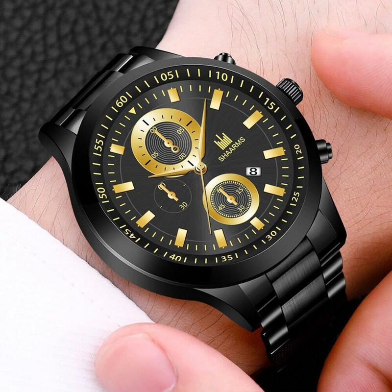 2021 neue Mode Luxus Armbanduhr Große Zifferblatt Edelstahl Legierung Männer Stahl Strap Einfache Armbanduhr für Geschenke