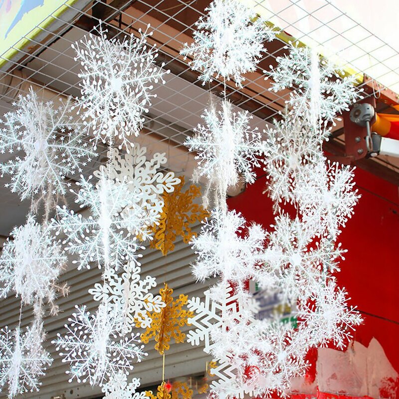Рождественские украшения, Классические Очаровательные Белые снежинки, вечерние рождественские украшения, домашний декор