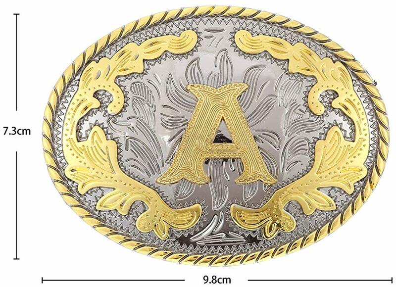 Hebilla de cinturón de vaquero occidental para hombre, ABCD-Z de letra de forma ovalada, ancho personalizado de 4cm, hebilla de cinturón de aleación de zinc