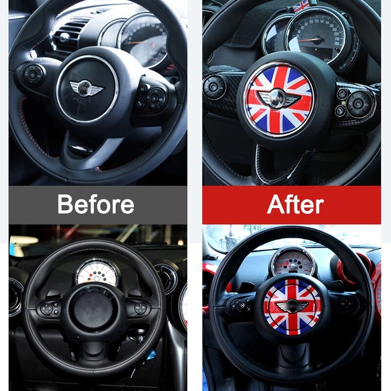 Panel central para volante de coche, 3D pegatina, cubierta, pegatina, funda para MINI Cooper R55 R56 R60 R6 F54 F55 F56 F60