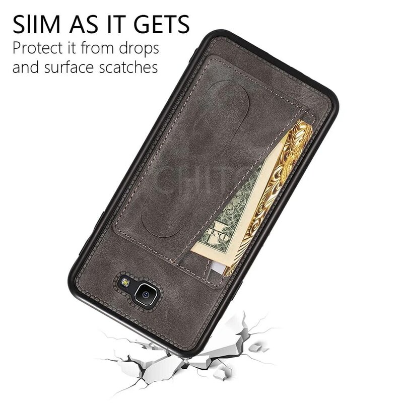 Original Leather Card Holder Case for Samsung Galaxy J2 J4 J6 J7 J8 Prime Plus 2018 Magnetic Kickstand Cover for J415 J615 Funda