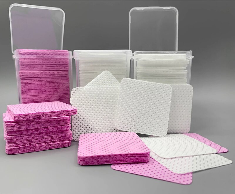 Lingettes en Papier Coton pour Dissolvant de Colle à Cils, Tampons Nettoyants pour Extension de Cils