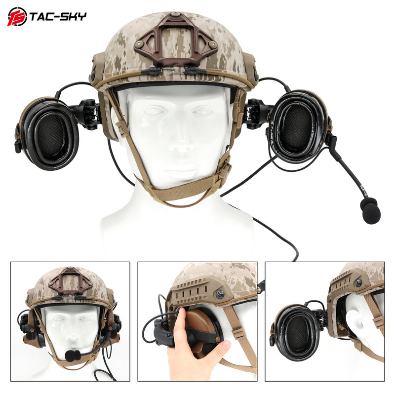 TAC SKY COMTAC Tactical Headset COMTAC II ARC Helm Schiene Halterung Airsoft Kopfhörer Lärm Reduktion Pickup Schießen Headset