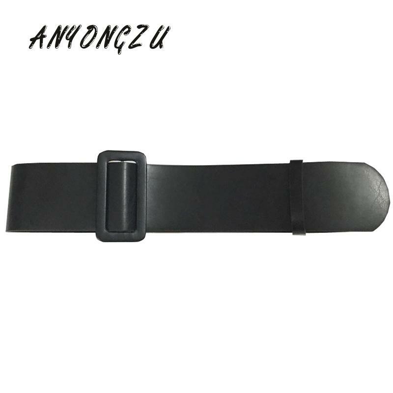 Ms cinturón ancho de cuero PU con hebilla redonda, cinturón rectangular blanco y negro, cinturón versátil Simple 107C