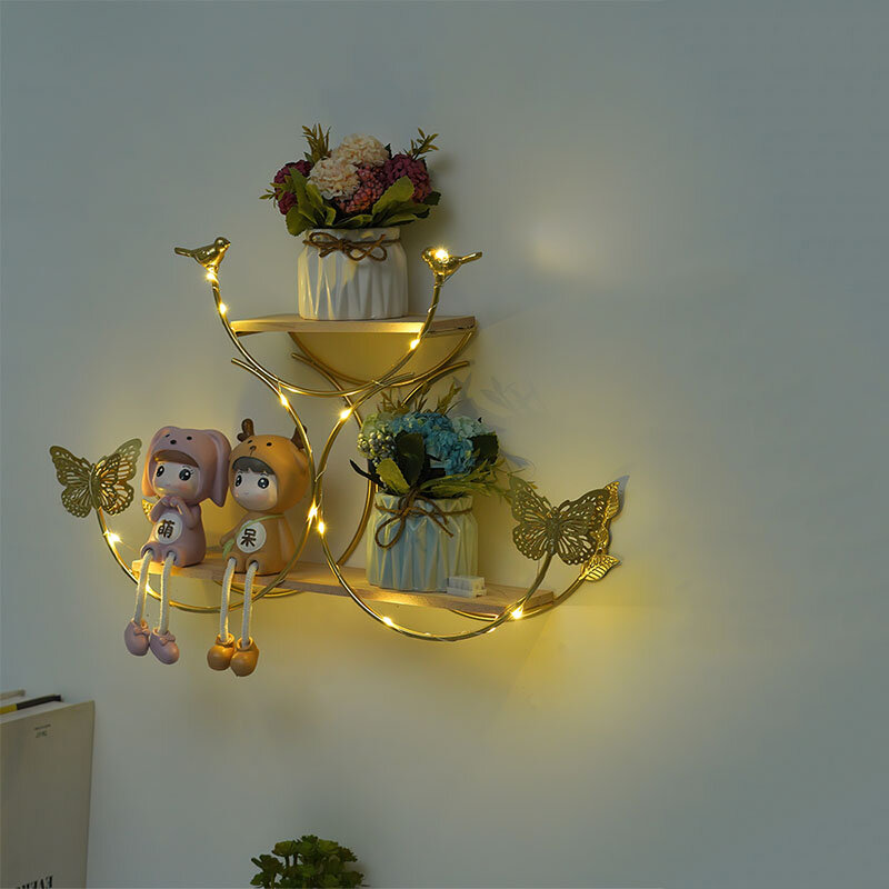 Nordic Creative Non Perforated Decorative Pendant Wall Decoration Living Room Milk Tea Shop Hydroponic Wall Hanging Wall Shelf