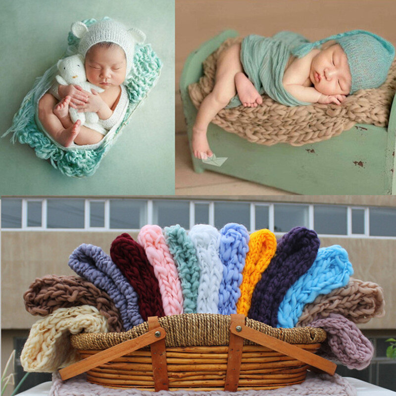 ❤️CYMMHCM Newborn Photography Accessories Crochet Blanket 50x50cm Woven Carpet Baby Photo Props Decorative Cushion