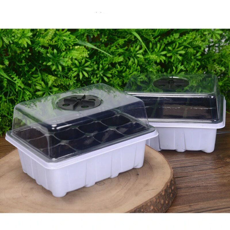 Plastic Succulents 6/12 Components Seedling Trays Seed Starter Box Plant Flower Grow Starting Pot with Lid