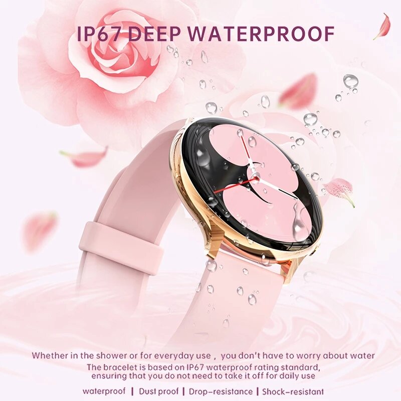 LIGE-reloj inteligente con pantalla circular para mujer, accesorio de pulsera resistente al agua con seguimiento de la temperatura, llamadas y recordatorio de actividad deportiva, 2021