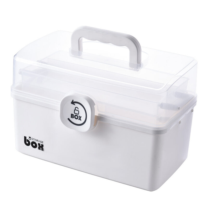 3/2 Layer Portable First Aid Kit Storage Box Plastic Multi-Functional Family Emergency Kit Box with Handle GK99
