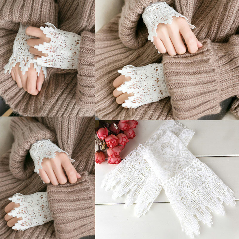 1 Pair Lace Wrist Sleeves Hollow Fake Cuff Elegant Gloves Accessories for Women Lady AIC88