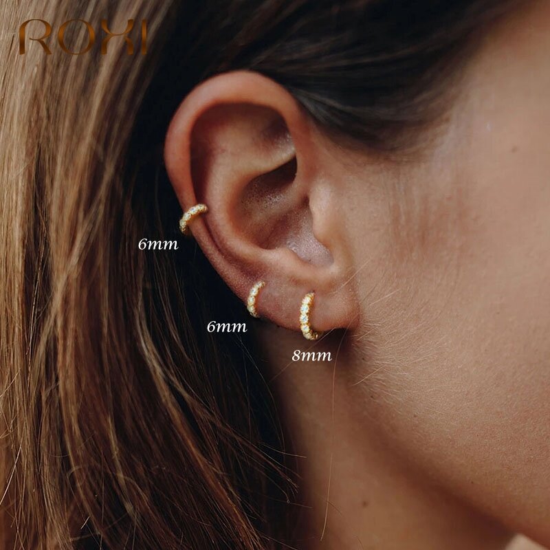 ROXI – petites boucles d'oreilles rondes en cristal Zircon pour femme, bijoux en argent Sterling 925