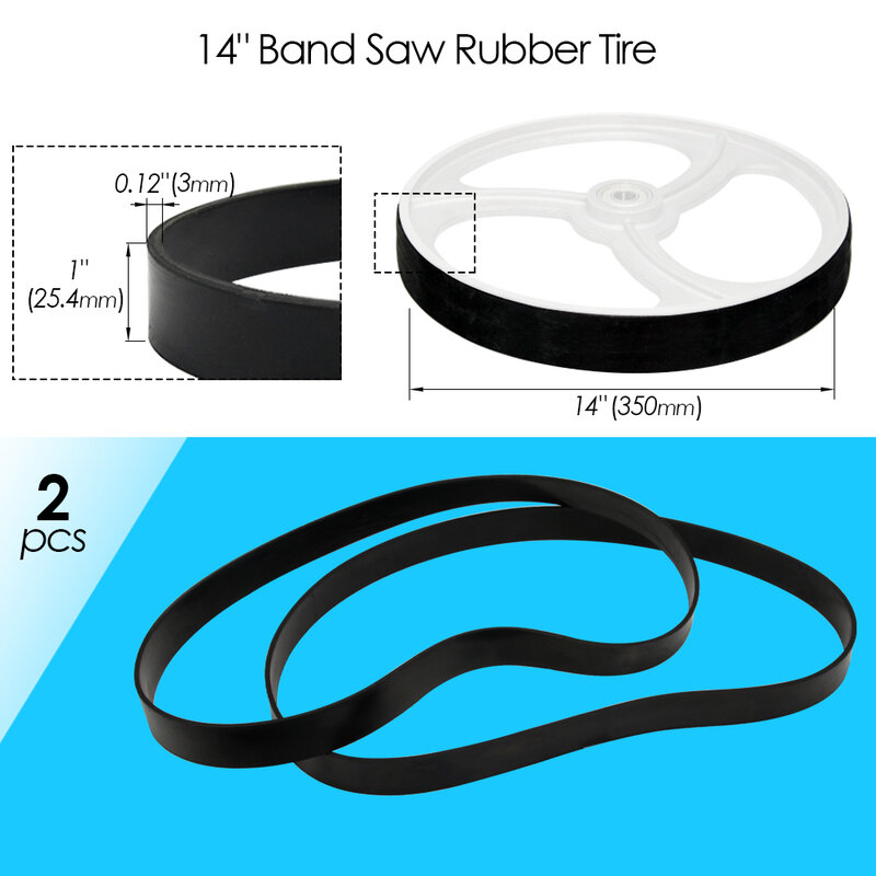 2 Pieces Bandsaw Bands Rubber Tire Woodworking Tools Spare Parts for 8"(1400mm,1425mm Blades) 9" 12" 14" Band Saw Scroll Wheels