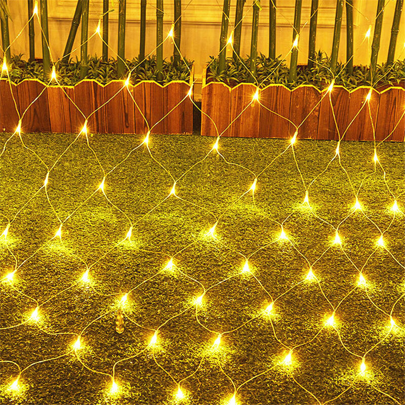 Guirxiété lumineuse LED d'extérieur en maille, 1.5x1.5m, 3x2m, 10x1m, 6x4m, pour Noël, jardin, fête, mariage, nickel é
