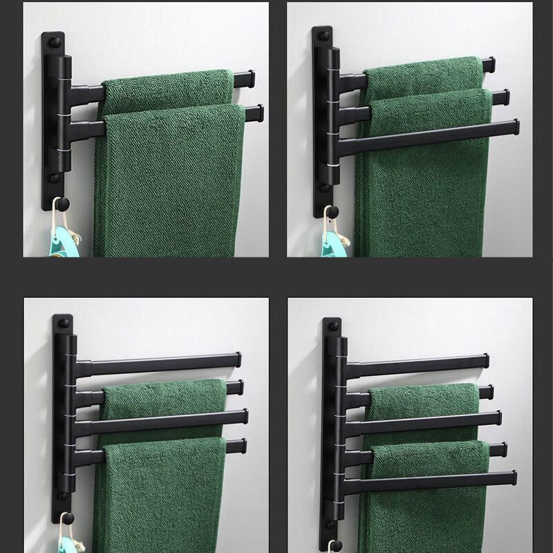 Punch-free Rotating Towel Rack Aluminum Hotel Bathroom Towel Hanger Wall Mount Towel Holder Rack Multilayer Washcloth Rack