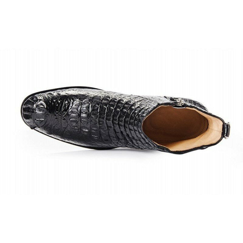 Туфли мужские из крокодиловой кожи, роскошные деловые высокие ботинки в британском стиле, на молнии, с круглым носком, офисные ботильоны из натуральной кожи, 38-44