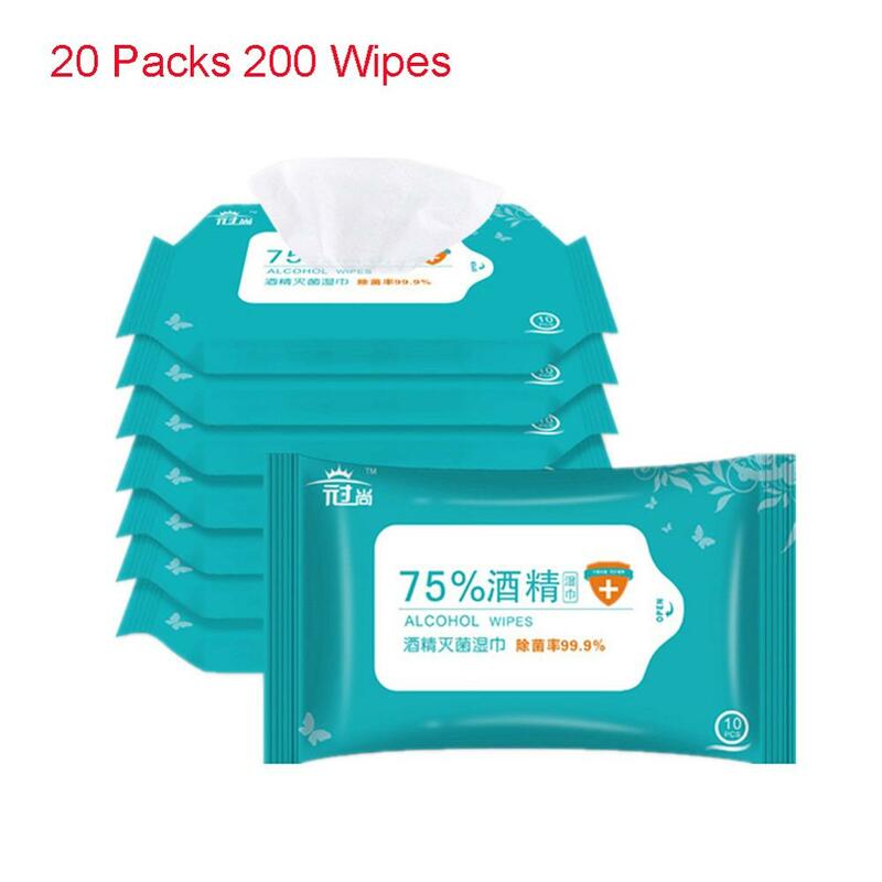 10 개/상자 소독 살균 패드 알콜 면봉 젖은 닦음 피부 청소 관리 살균 응급 처치 청소 티슈 박스