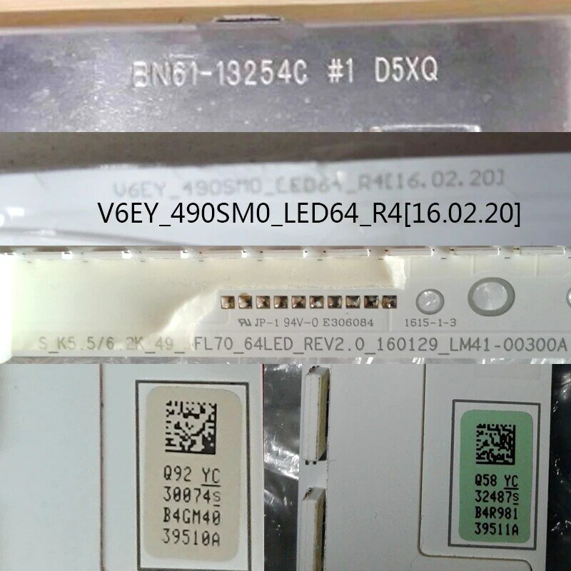 LED Array Bars For Samsung UE49K6375 UE49K6379 LED Backlight Strips Matrix LED Lamps Lens Bands V6EY_490SM0_LED64_R4 LM41-00300A