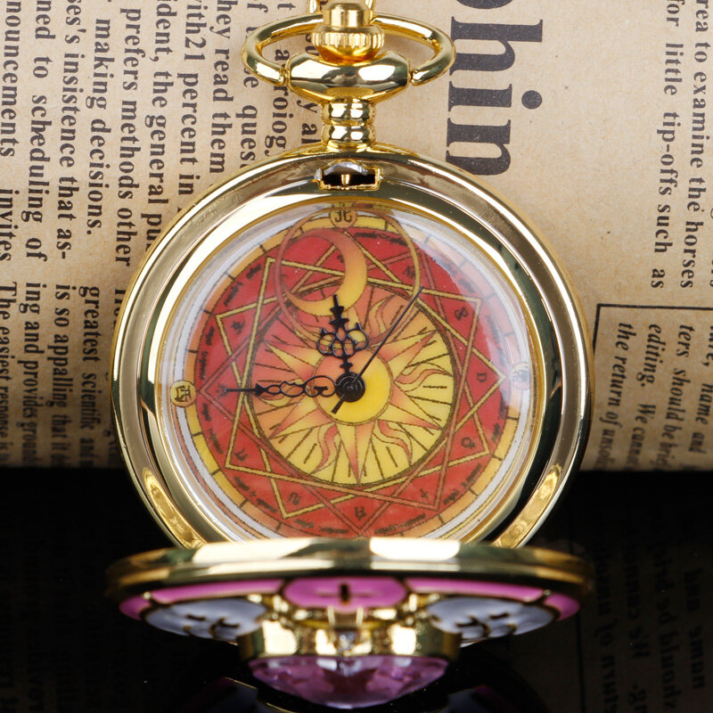 Wykwintne piękne sakura animacja Cosplay kieszonkowy naszyjnik z łańcuszkiem zegarek kieszonkowy chłopiec dziewczynka zegarki kieszonkowe prezenty CF1277