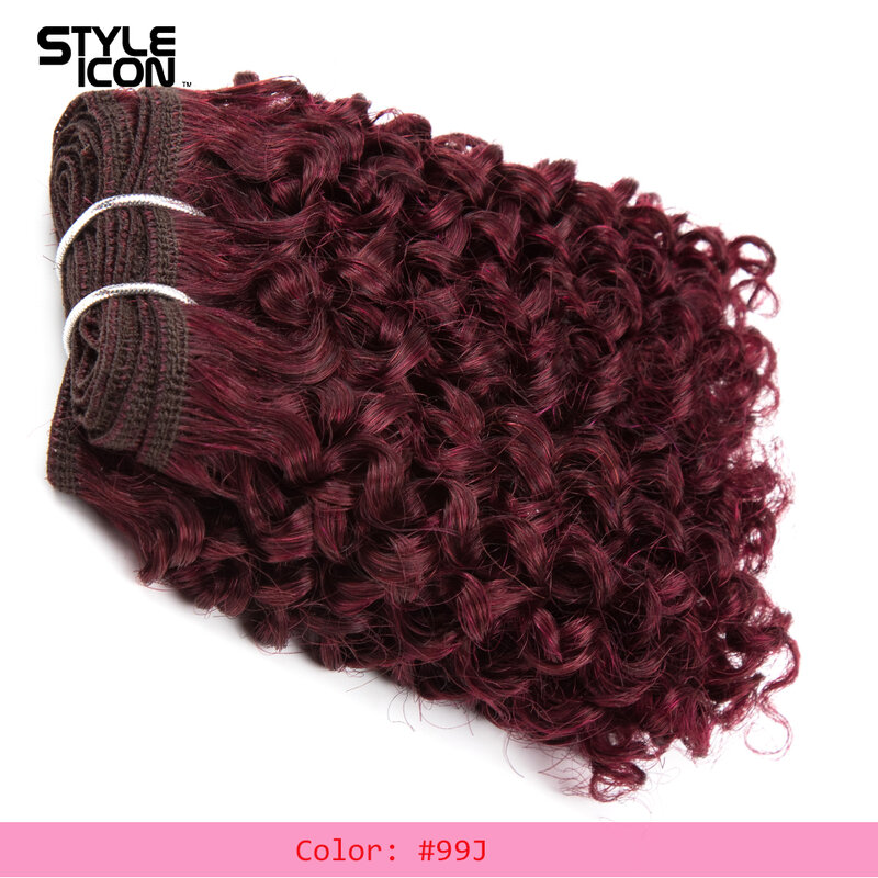 Styleicon-ブラジルの縮れた巻き毛のエクステンション,人間の髪の毛,茶色,10色,クロージャー付き,パッケージあたり158g,5個