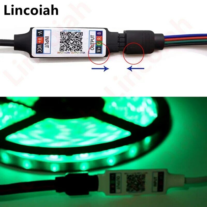 Mini controlador RGB compatible con Bluetooth, DC 5V, 12V, 24V, música, Bluetooth, aplicación inteligente, controlador LED para tiras de luz LED RGB