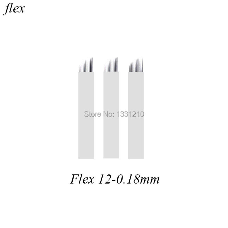 12CF 0.18mm FLEXIBELE Microblading Naalden Permanente Make-Up Wenkbrauw Blade Voor Wenkbrauw Microblading Pen