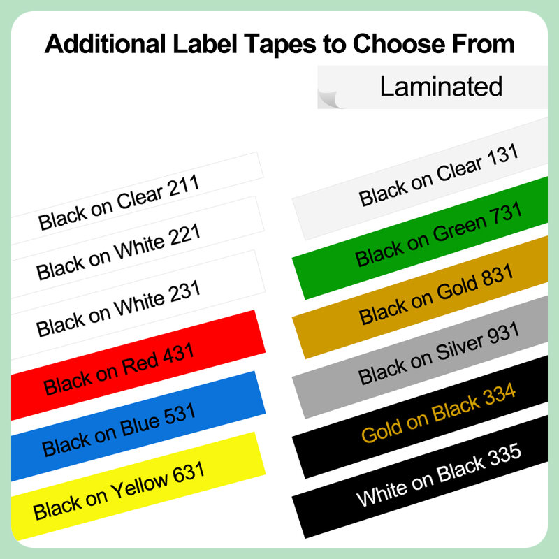 Cinta de etiquetado Compatible con impresora de etiquetas Brother, 231, 241, Tze-231, 9/12/18mm, negro sobre blanco, 231, 221, cintas laminadas